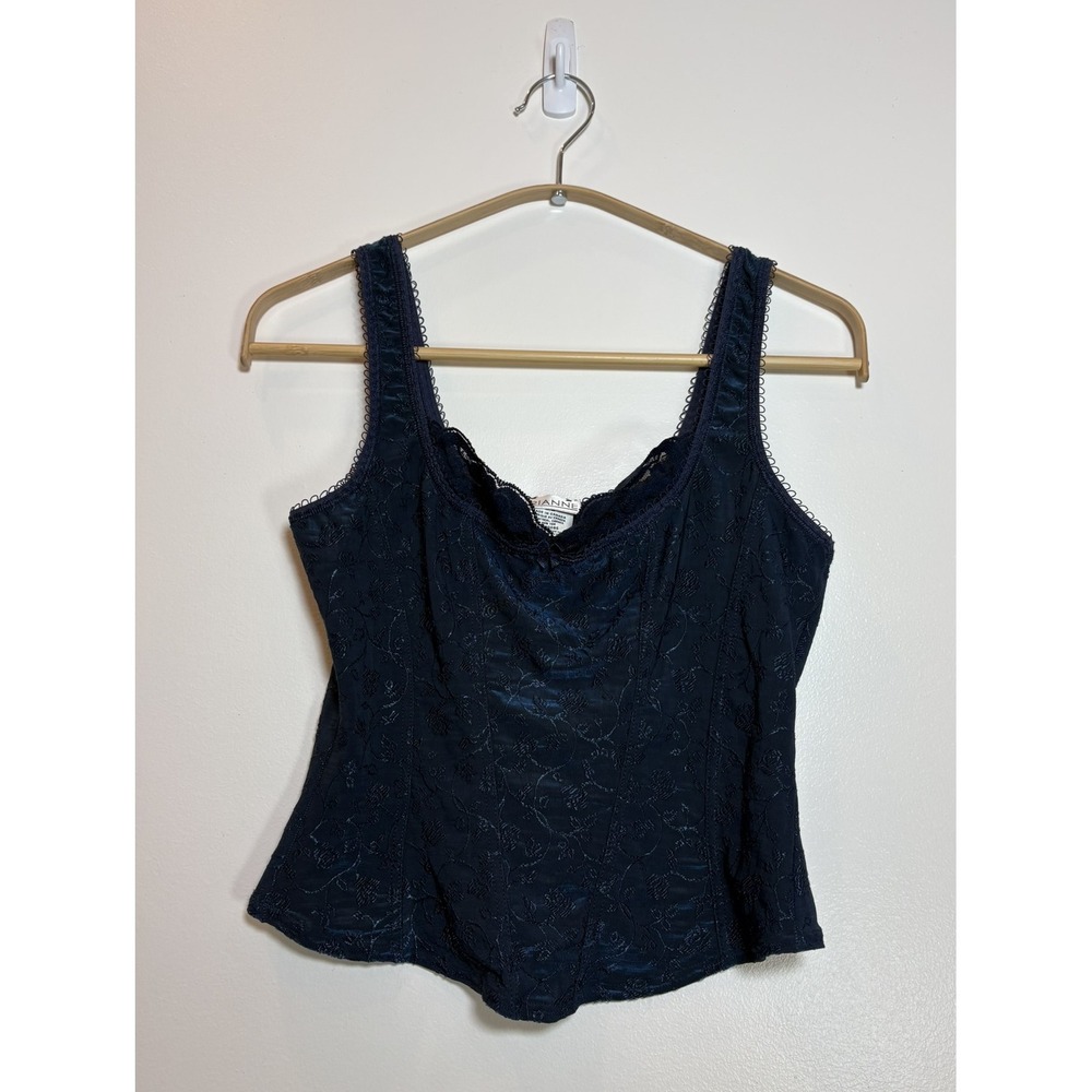 VTG Y2K Arianne Lingerie Blue Floral Jacquard Lace Cami Corset Women's M Canada